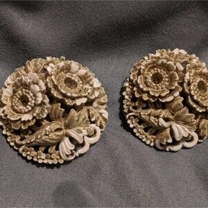 Vintage Gray toned floral earrings